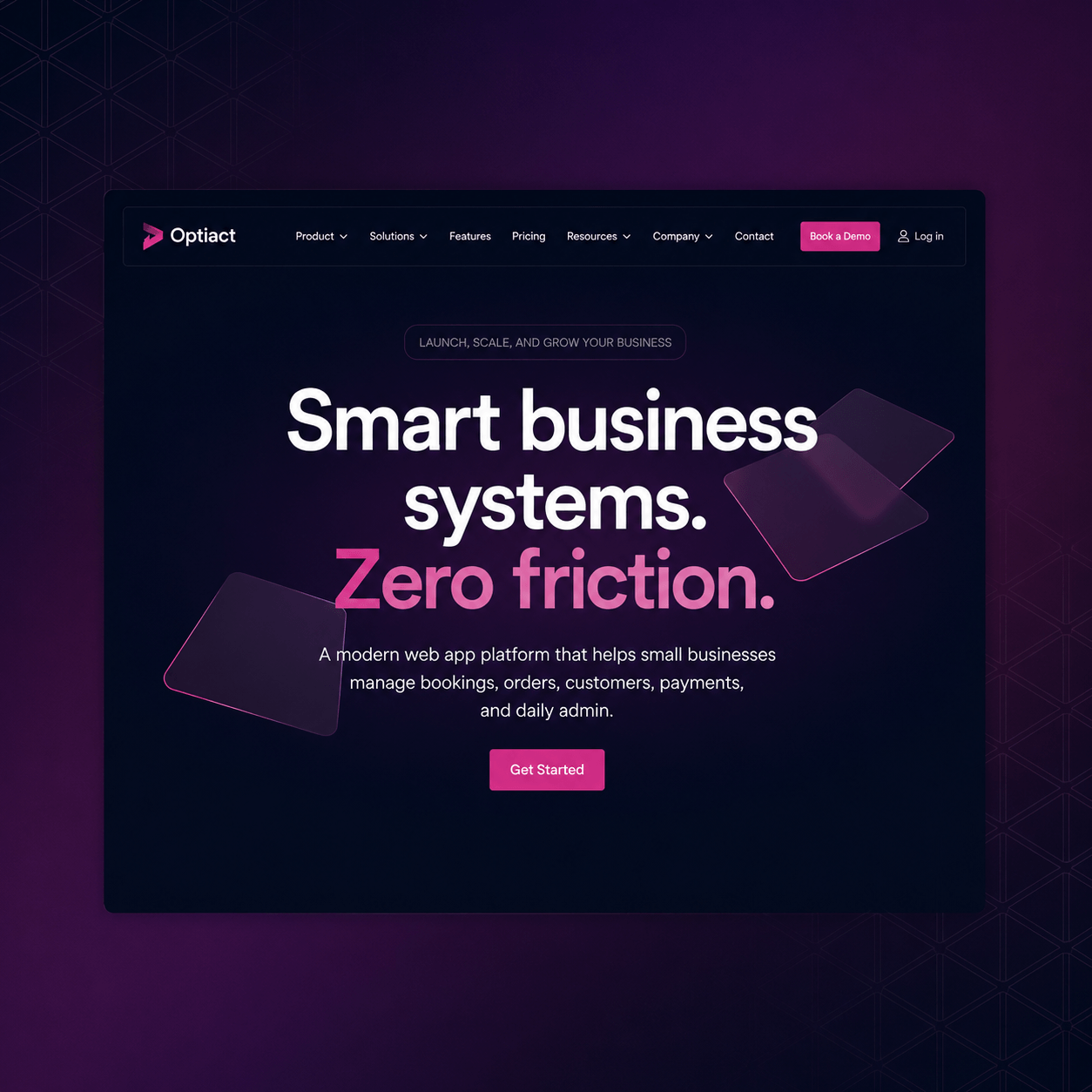 Optiact website design example 1