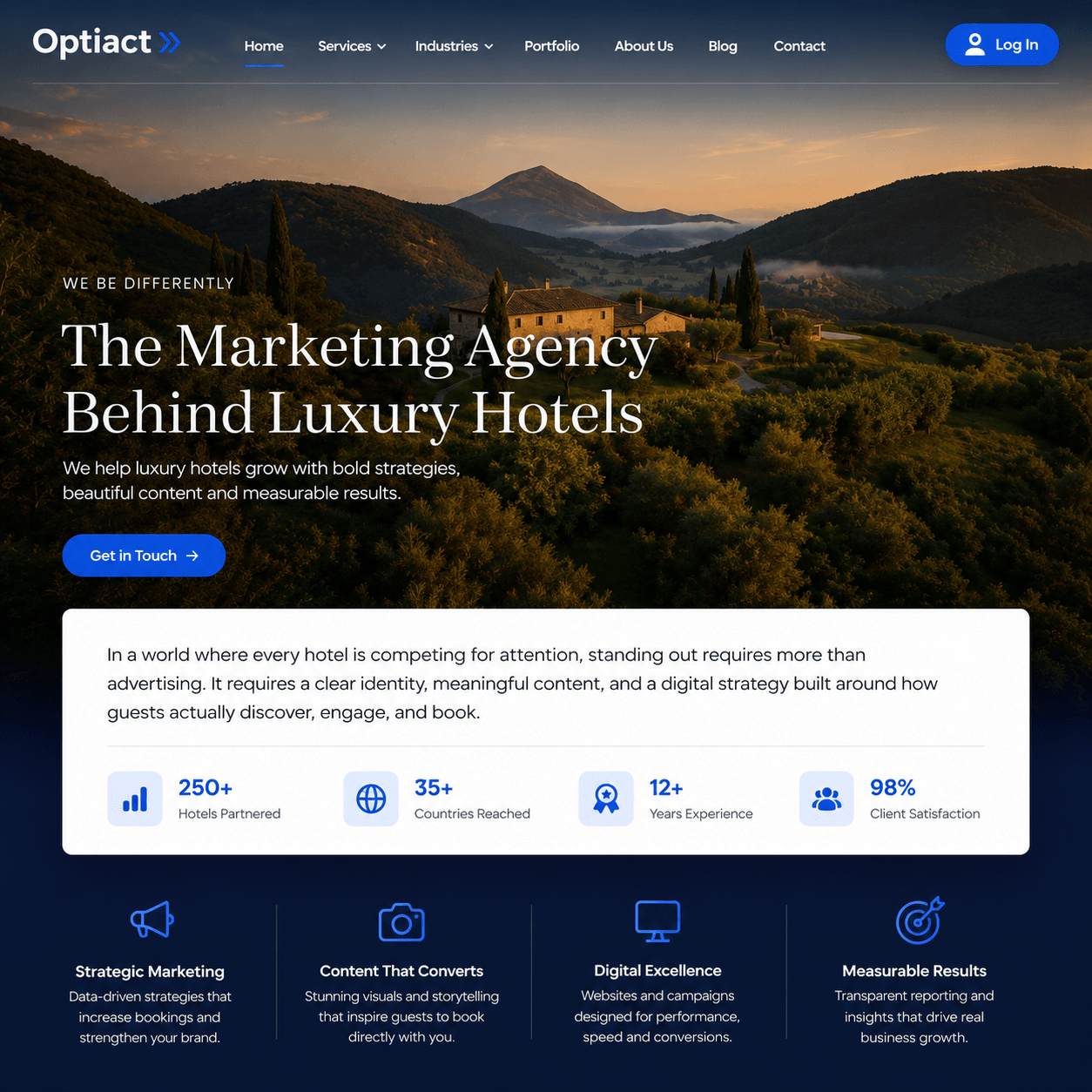 Optiact website design example 4