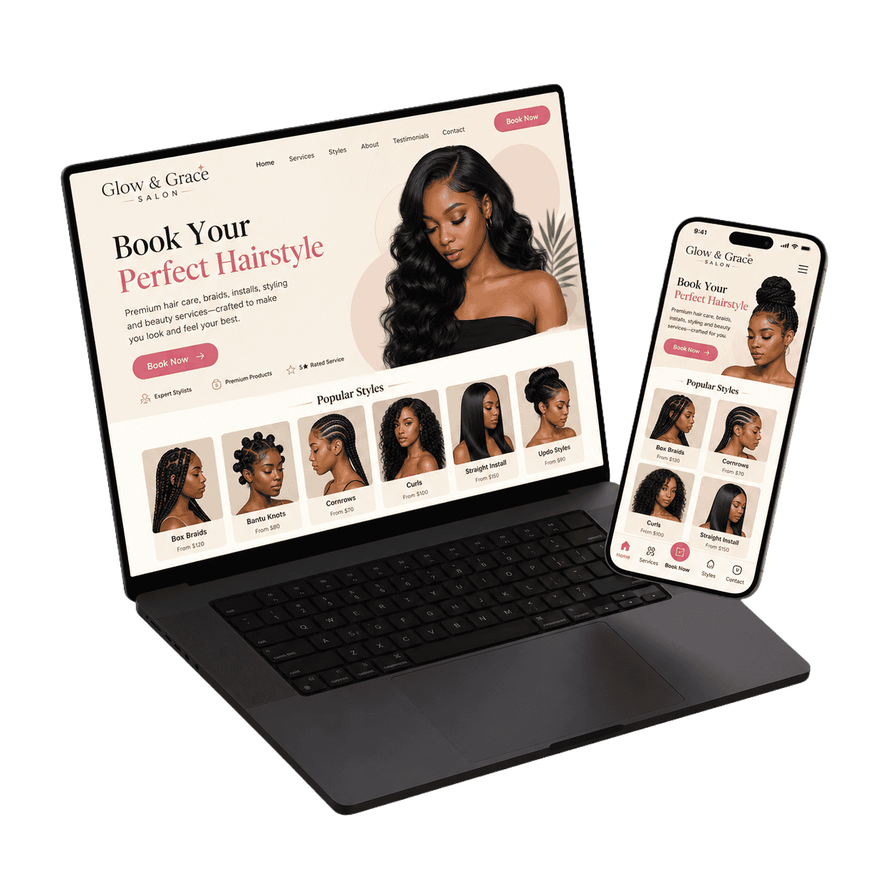 Salon management web app interface
